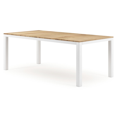 Capri tuintafel in wit aluminium en teak - L 200 x B 100 x H 75 cm