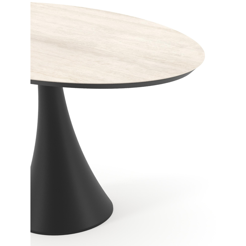 Fano tuintafel ovaal in zwart aluminium en volkeramiek Travertino Bianco - L 140 x B 80 x H 74.5 cm