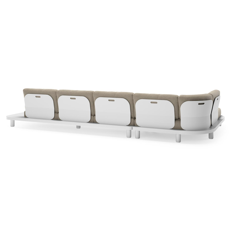 Salon de jardin d'angle Donato en aluminium blanc et coussins en all weather cosytica Catania Beige