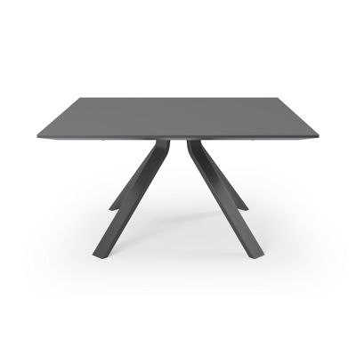 Table de jardin Cesano en aluminium noir et céramique pleine nero black - Lg 148 x Larg. 148 x H 74,5 cm
