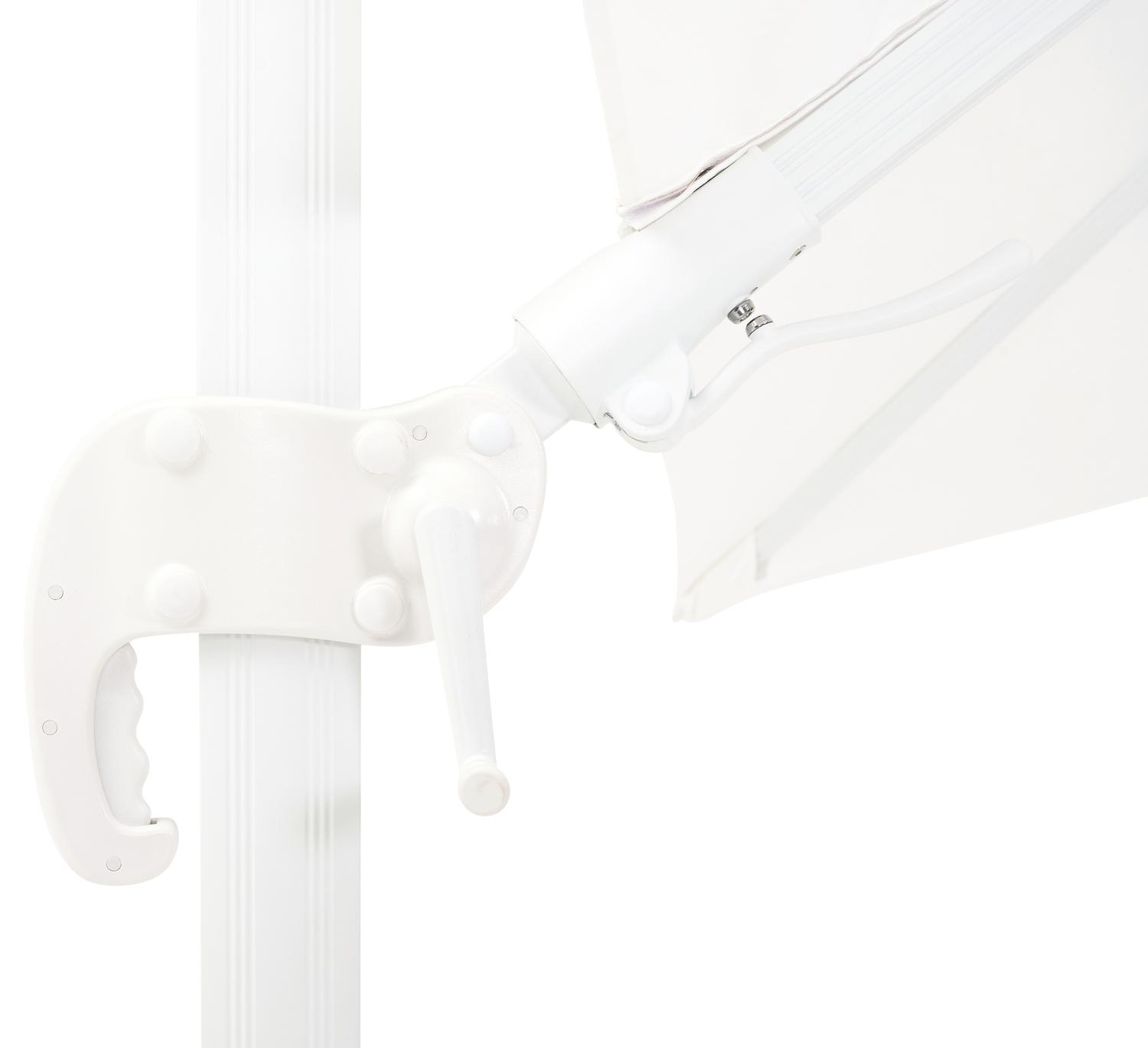 Parasol pendant Avola avec fonction tilt en aluminium blanc avec toile de parasol en weather+ softtouch blanc - Larg1 300 x Larg2 300 cm (sans pied de parasol)