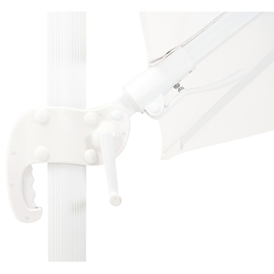 Avola zweefparasol met tiltfunctie in wit aluminium met wit weather+ softtouch parasoldoek - L1 300 x L2 300 cm (zonder voet)