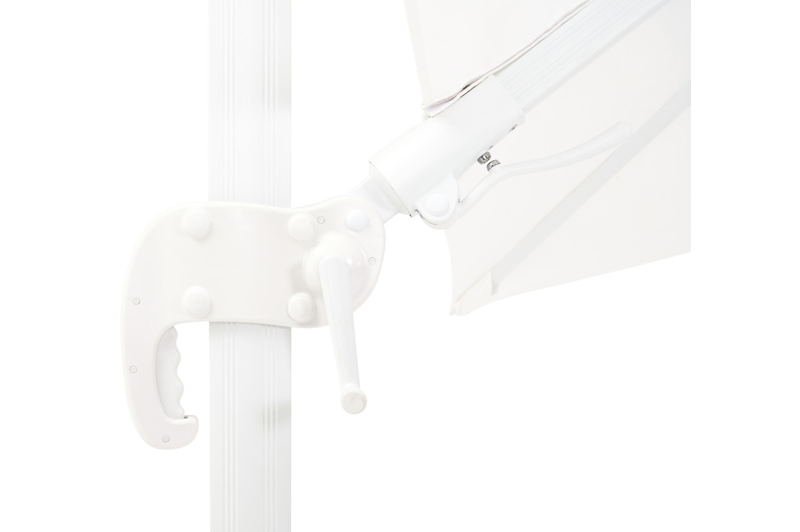 Avola zweefparasol met tiltfunctie in wit aluminium met wit weather+ softtouch parasoldoek - L1: 300 x L2: 300 cm (met voet)