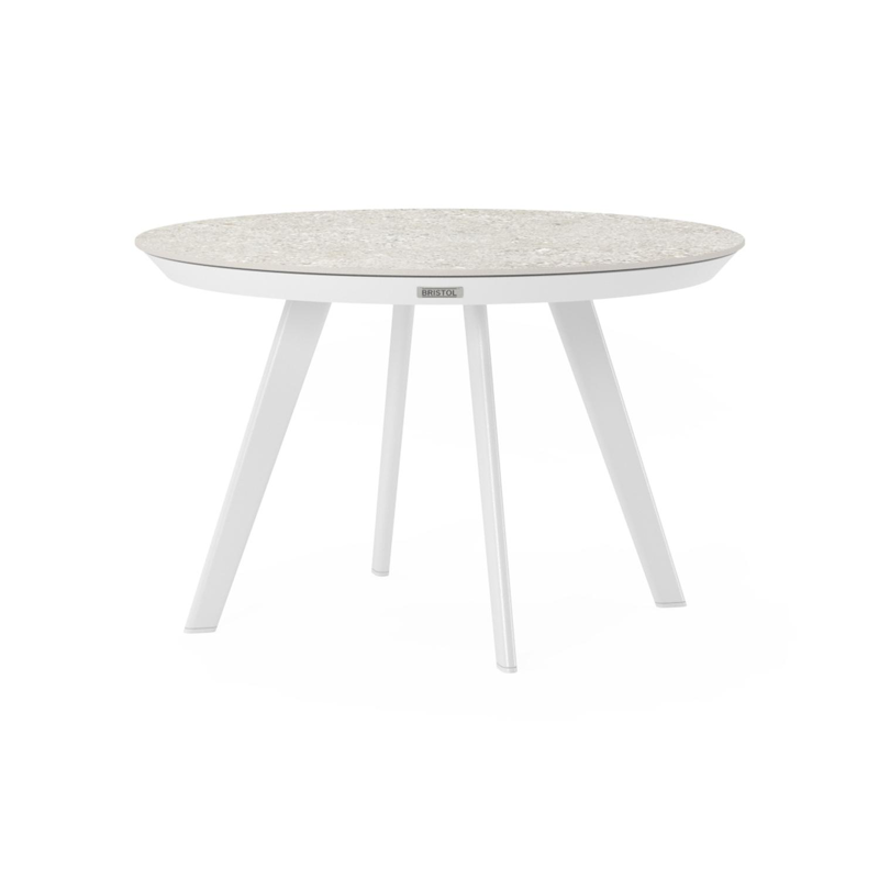 Rondo loungetafel in wit aluminium en shilin volkeramiek - Dia. 65 x H 40 cm