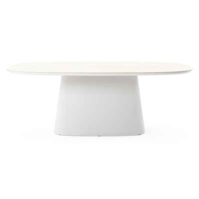 Amico tuintafel bombo xl in wit aluminium en volkeramiek Travertino Bianco - L 210 x B 148 x H 73.5 cm