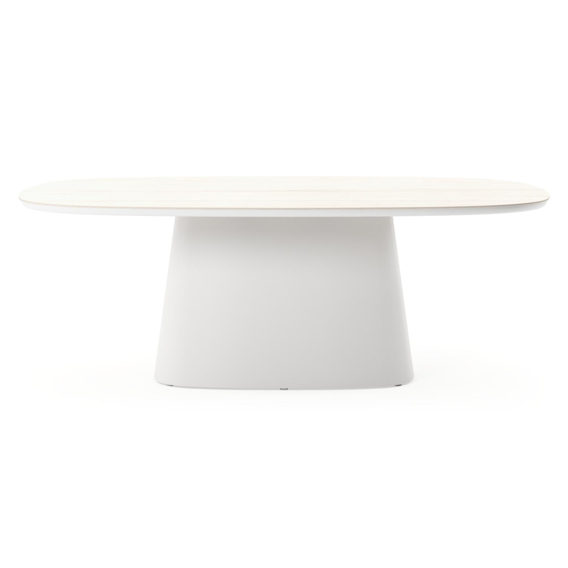 Amico tuintafel bombo xl in wit aluminium en volkeramiek Travertino Bianco - L 210 x B 148 x H 73.5 cm