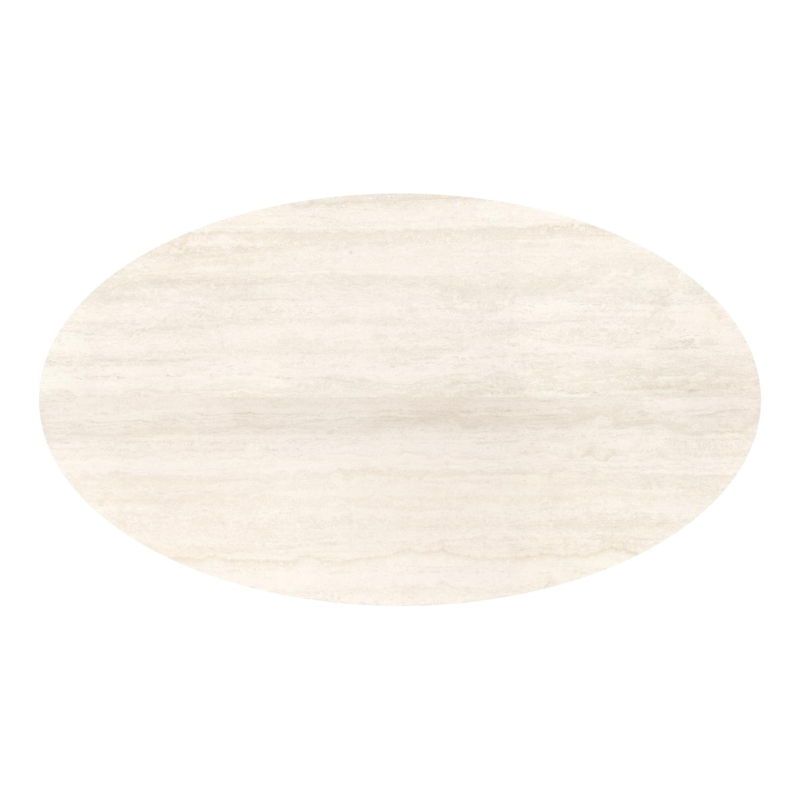 Fano tuintafel ovaal in beige aluminium en volkeramiek Travertino Bianco - L 140 x B 80 x H 74.5 cm