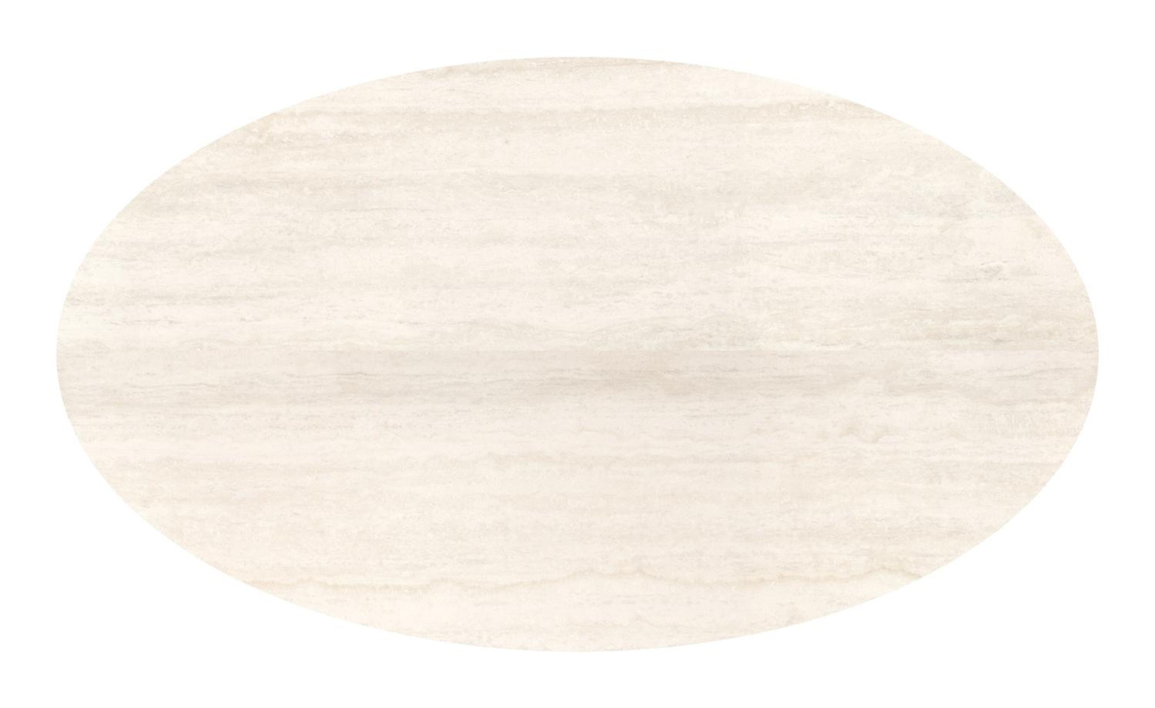 Table de jardin Fano oval en aluminium beige et céramique pleine Travertino Bianco - Lg. 140 x Lrg. 80 x Haut. 74.5 cm