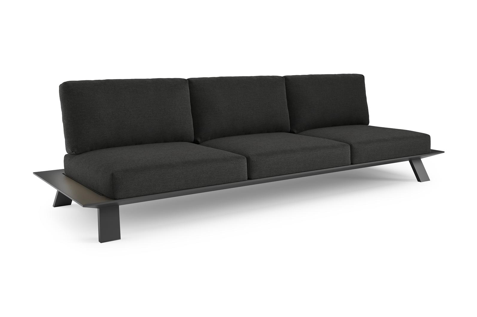 Cesano loungebank 3-zit in zwart aluminium met chartres sooty all weather sunbrella® luxe kussen