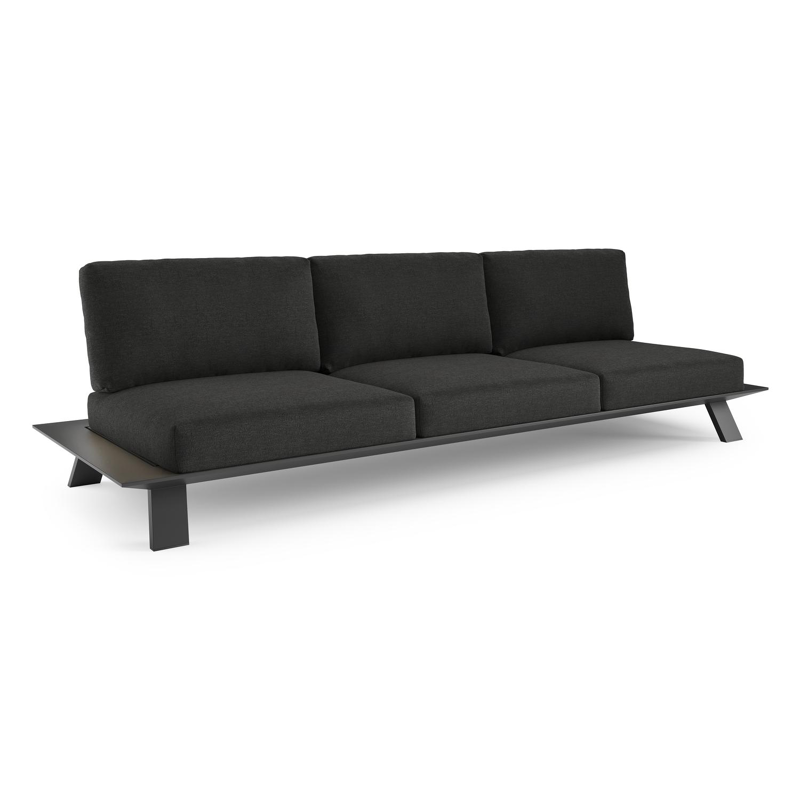 Cesano loungebank 3-zit in zwart aluminium met chartres sooty all weather sunbrella® luxe kussen