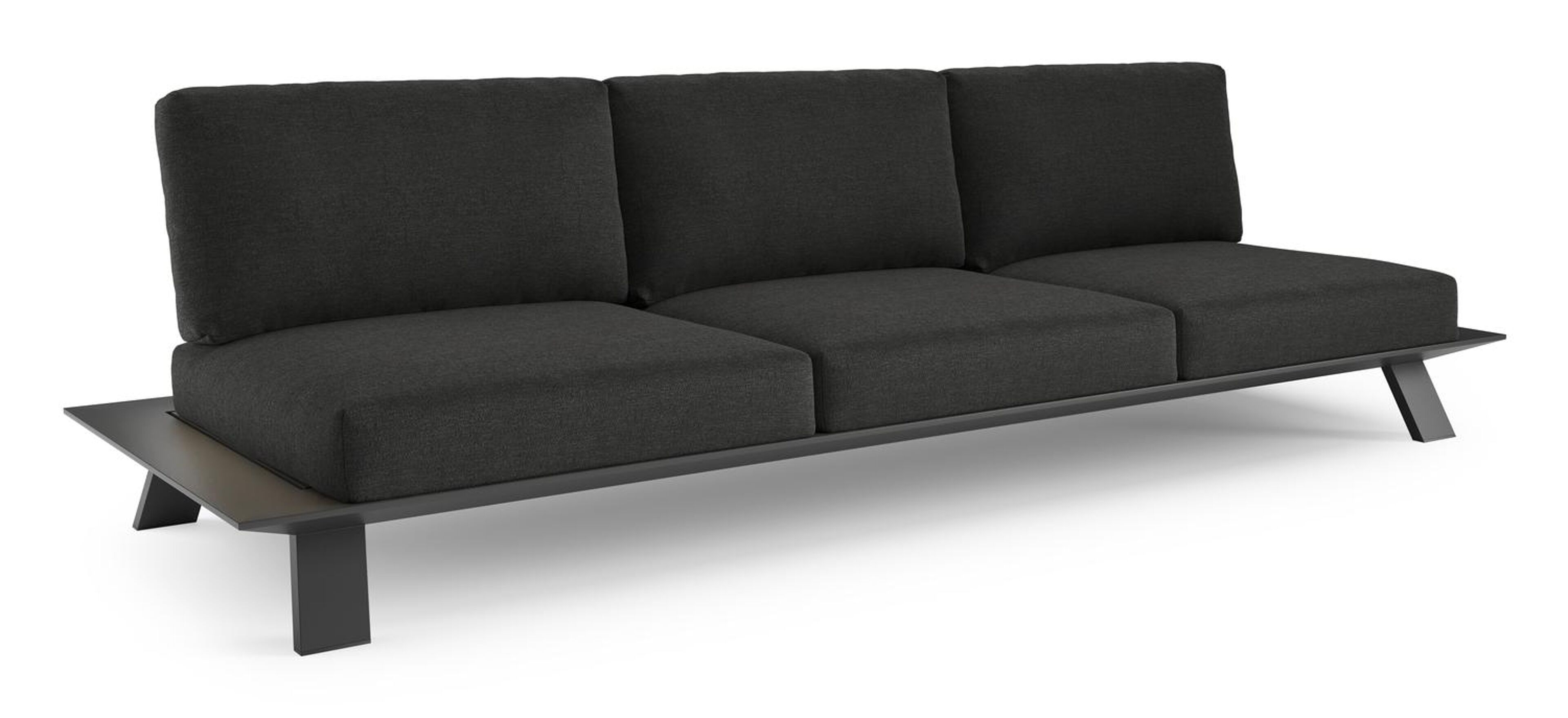 Cesano loungebank 3-zit in zwart aluminium met chartres sooty all weather sunbrella® luxe kussen