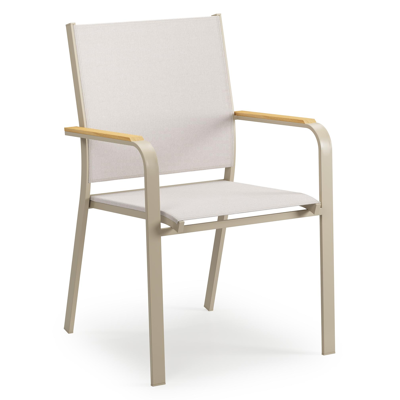 Amalfi tuinstoel in beige aluminium en beige single textileen