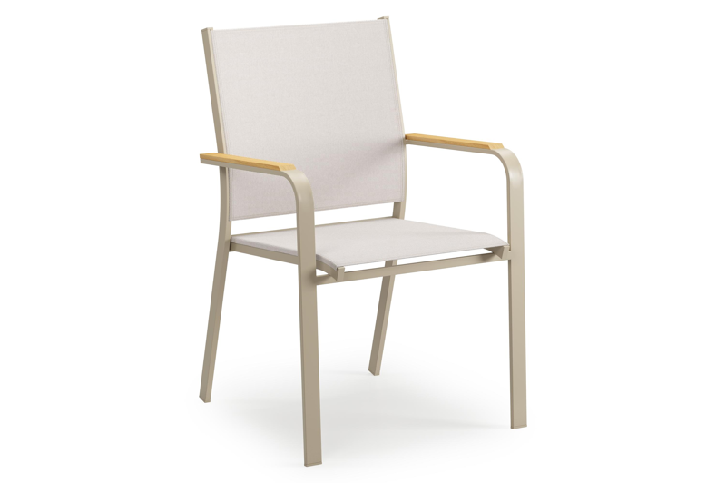 Amalfi tuinstoel in beige aluminium en beige single textilene