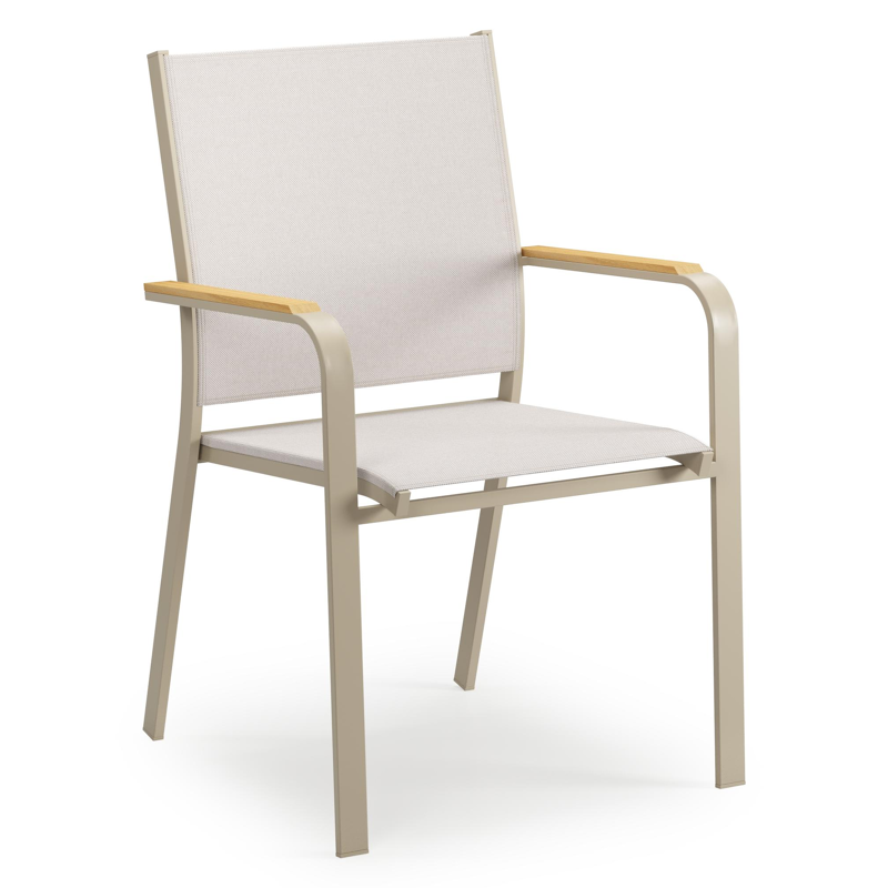 Amalfi tuinstoel in beige aluminium en beige single textileen