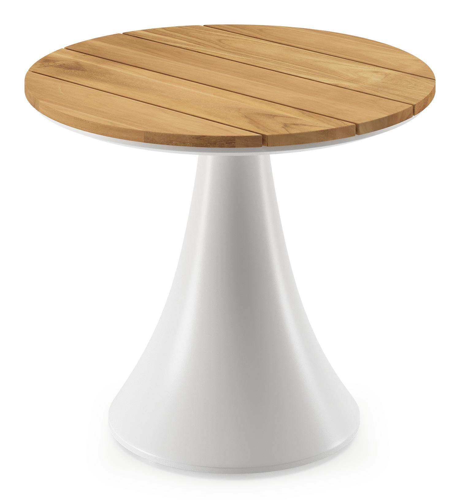 Fano low dining loungetafel in wit aluminium en teak  - Dia. 65 x H 55 cm