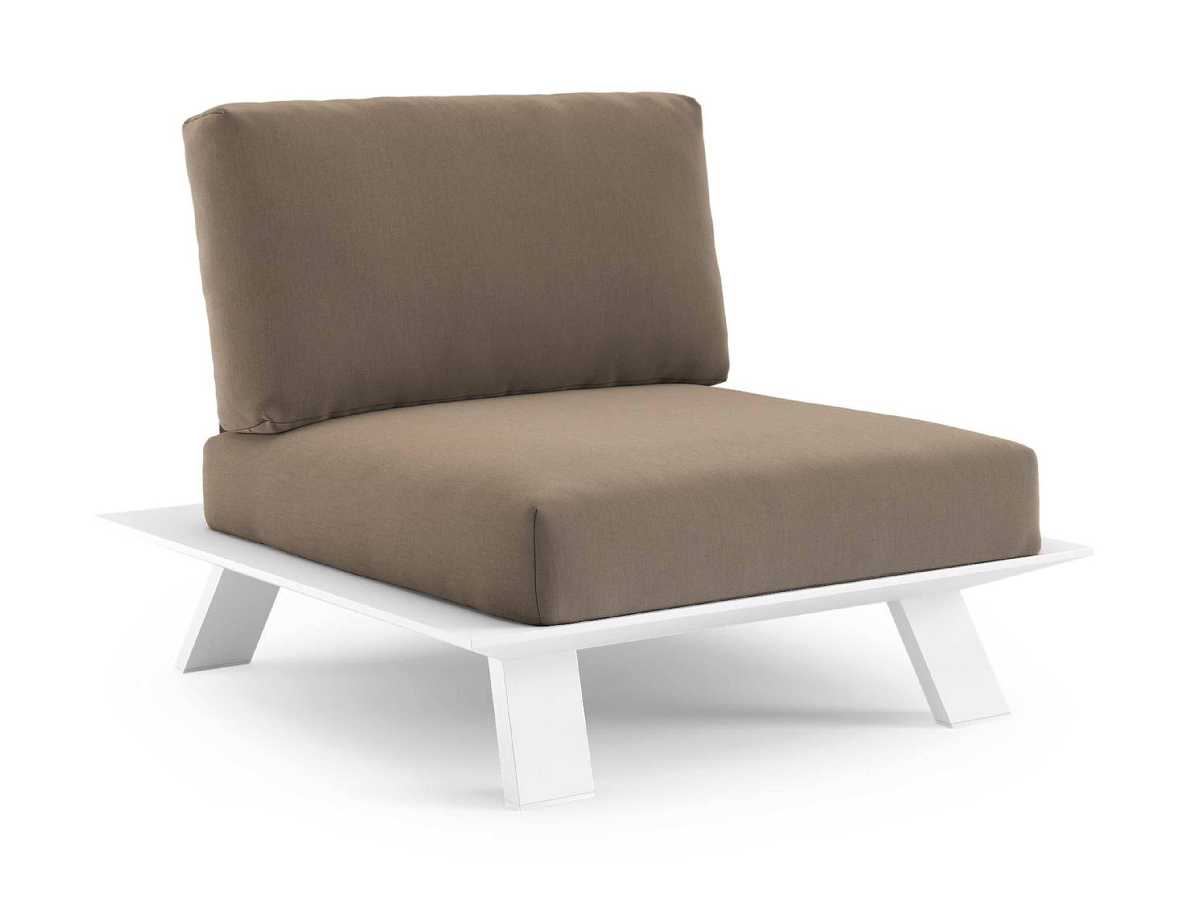 Cesano loungestoel in wit aluminium met natte heather grey all weather Sunbrella® luxe kussen