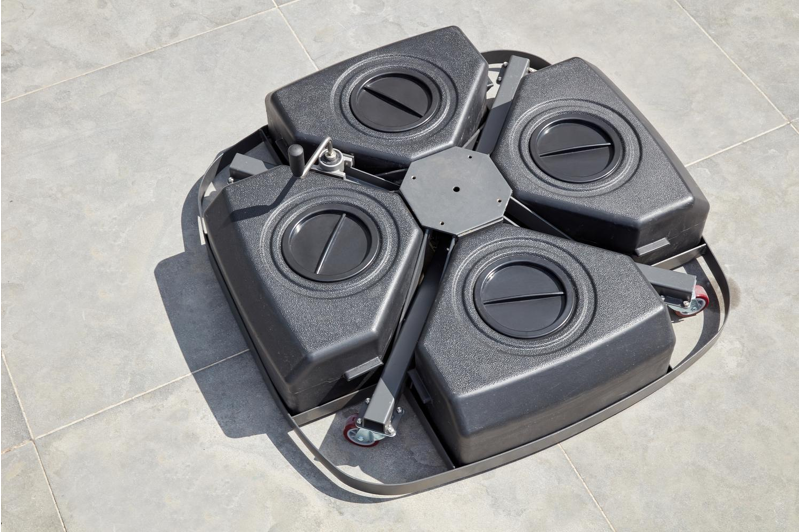 Minore parasolvoet zwart kunststof van 250 kg met wielen