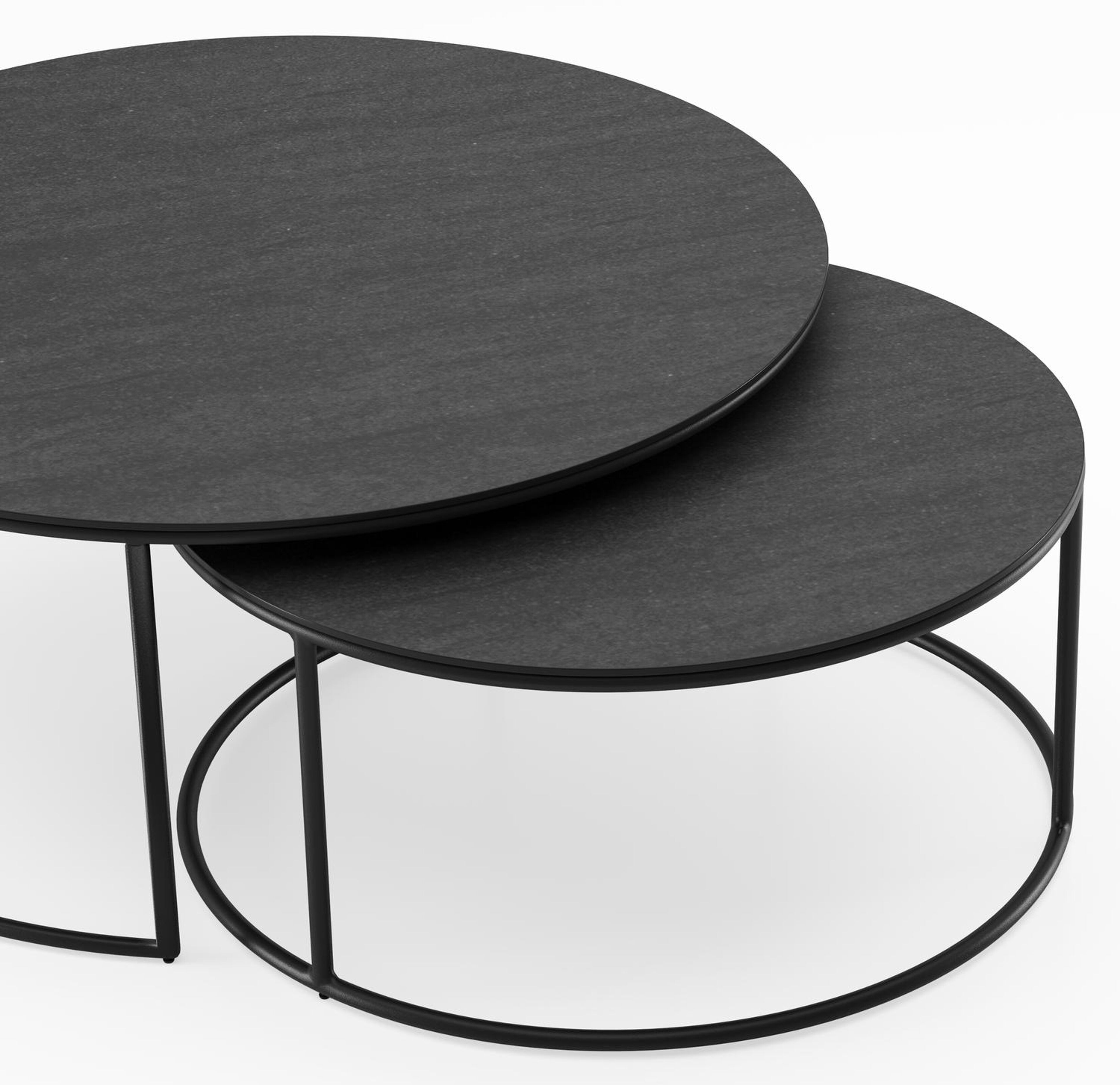 Tables basse Fano en aluminium noir et céramique pleine noir - Dia. 65 X H 30 cm
