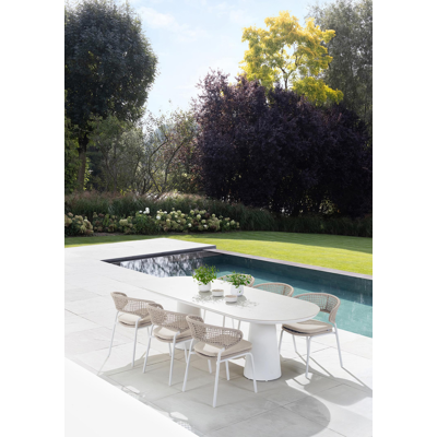 Donato tuintafel in wit aluminium en volkeramiek shilin - L 260 x B 100 x H 74 cm