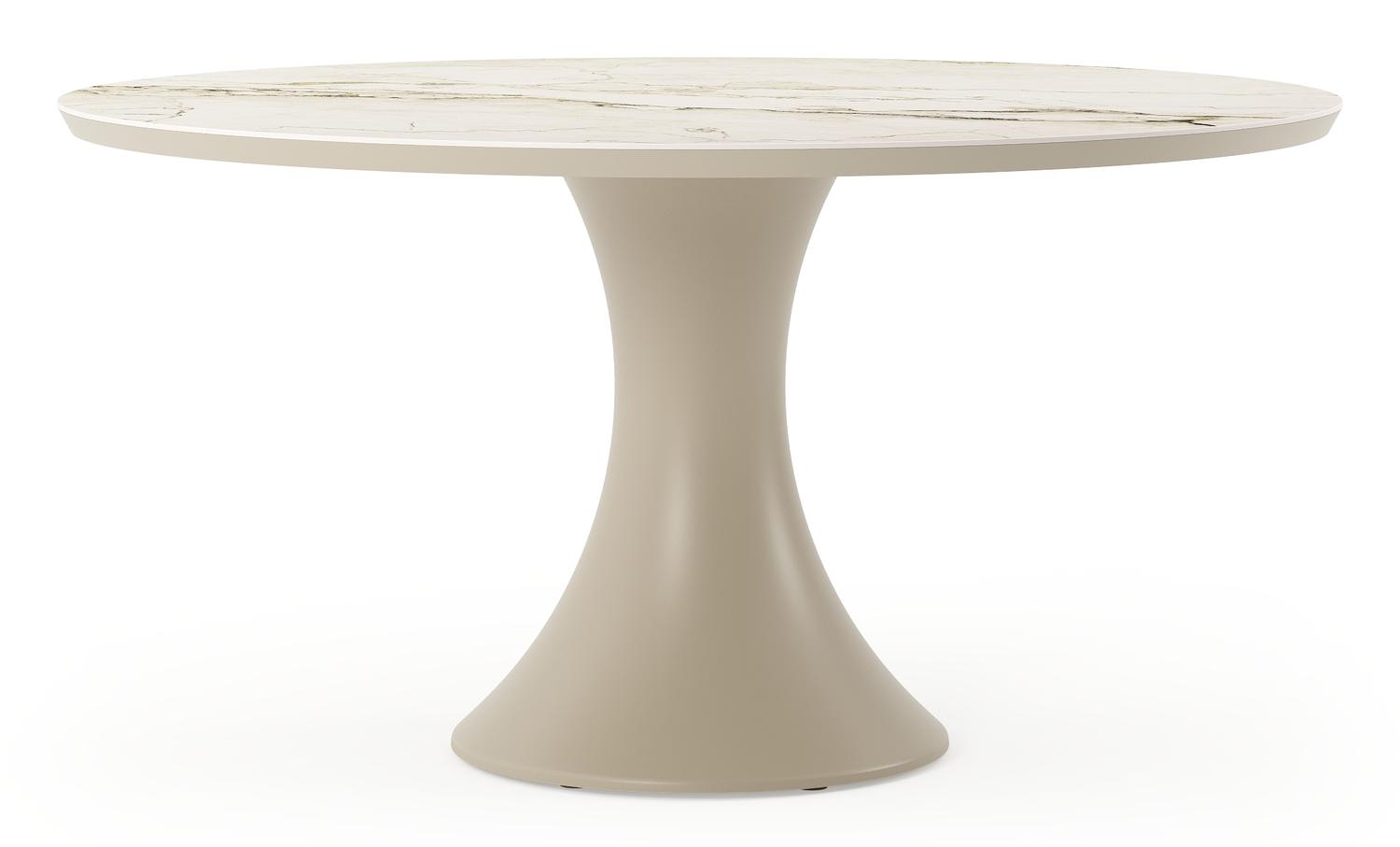 Fano tuintafel rond in beige aluminium en volkeramiek Colorado Dunes Dia. 148 x H 75 cm