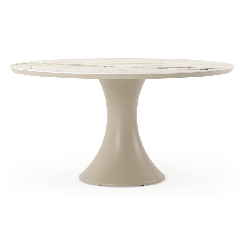Fano tuintafel rond in beige aluminium en volkeramiek Colorado Dunes Dia. 148 x H 75 cm