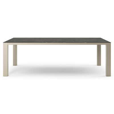 Table de jardin Nano XL rectangulaire en aluminium beige et céramique pleine Black Obsession - Lg. 240 x Lrg. 148 x Haut. 75 cm