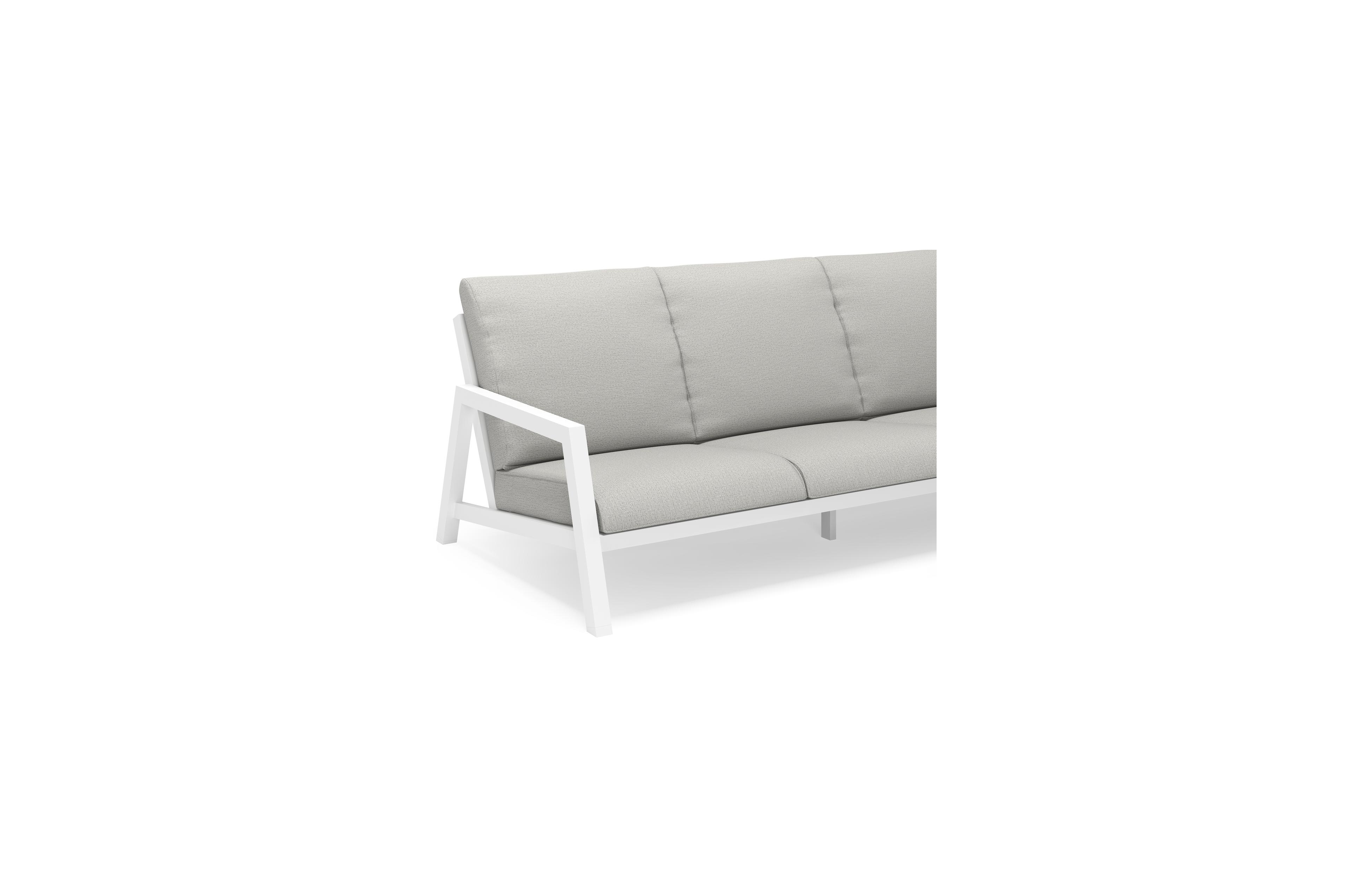 Zen'so loungebank 3-zit in wit aluminium met savane nimbus all weather sunbrella® luxe kussen