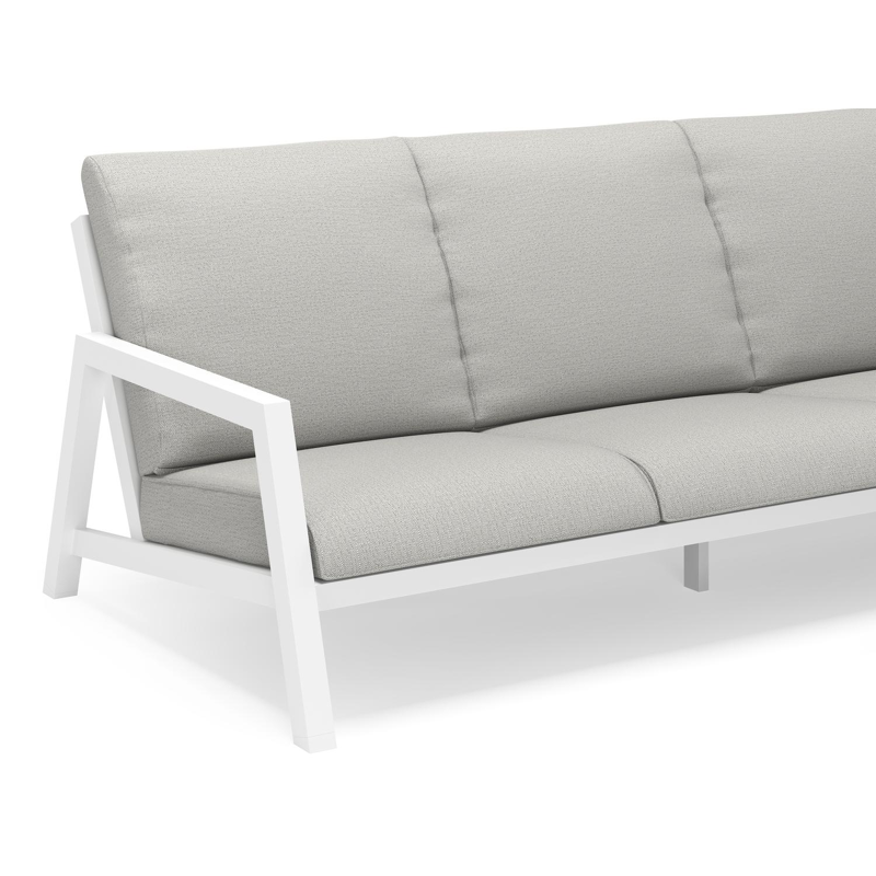 Zen'so loungebank 3-zit in wit aluminium met savane nimbus all weather sunbrella® luxe kussen