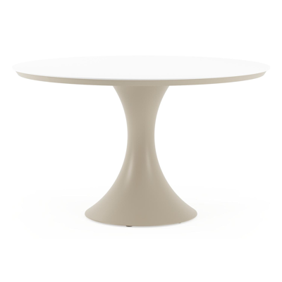 Fano tuintafel rond in beige aluminium en volkeramiek Arctic White - Dia. 130 x H 75 cm