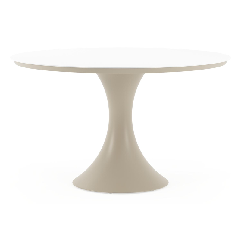 Fano tuintafel rond in beige aluminium en volkeramiek Arctic White - Dia. 130 x H 75 cm