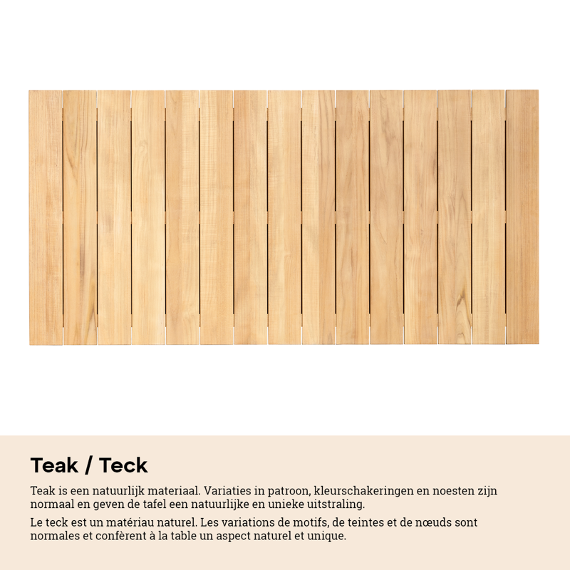 Atessa tuintafel in zwart aluminium en teak - L 280 x B 110 x H 75 cm