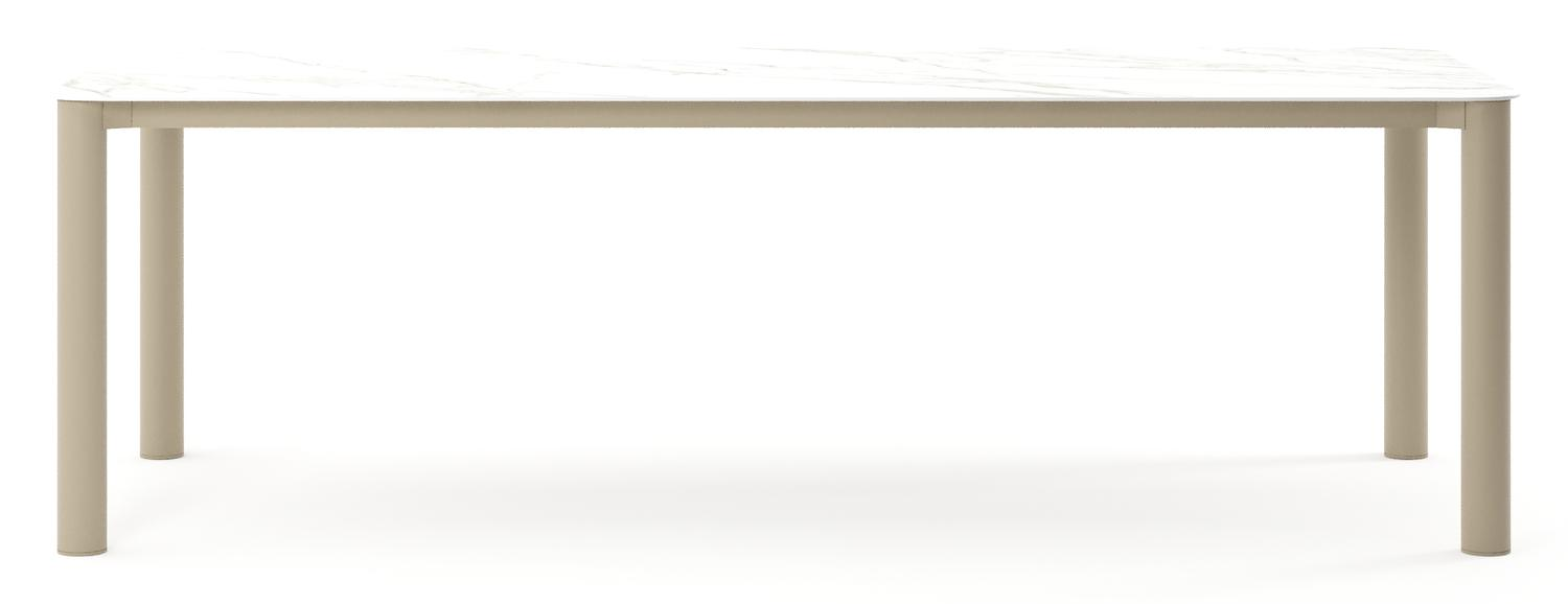 Orso tuintafel rechthoekig afgerond in beige aluminium en volkeramiek Calacatta - L 240 x B 100 x H 74.5 cm