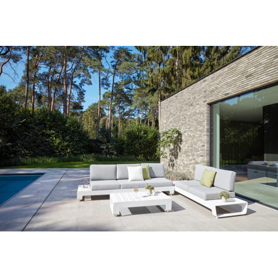 Table basse Atessa en aluminium blanc - Lg 117,5 x larg. 70 x H 30 cm