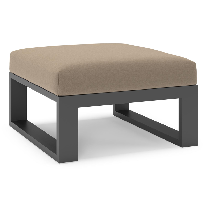 Verato poef in zwart aluminium met natte heather grey all weather sunbrella® luxe kussen