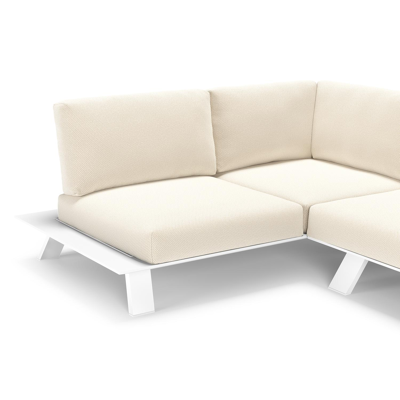 Cesano loungehoek in wit aluminium met althea off white all weather Cosytica kussen