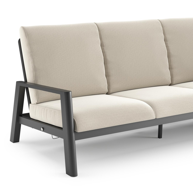 Cirello loungebank in zwart aluminium met lopi marble all weather sunbrella® luxe kussen