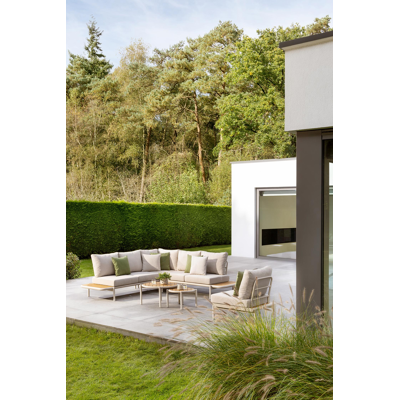 Pulo loungestoel in beige aluminium en polywood met beige weather+ softtouch kussen