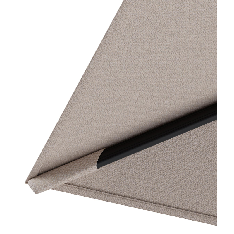 Rufina zweefparasol met tiltfunctie in zwart aluminium en Wander Pilat All Weather Sunbrella® Luxe parasoldoek - L1 400 x L2 300 cm met parasolvoet Minore 150 kg met wielen