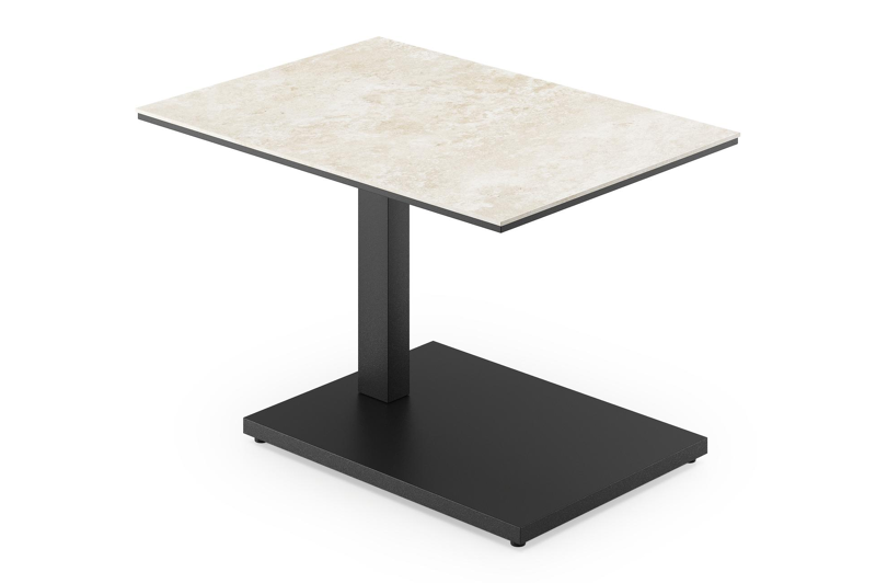 Cirello pop-up bijzettafel in zwart aluminium en volkeramiek Rapolano - L 70 x B 50 x H 44 cm