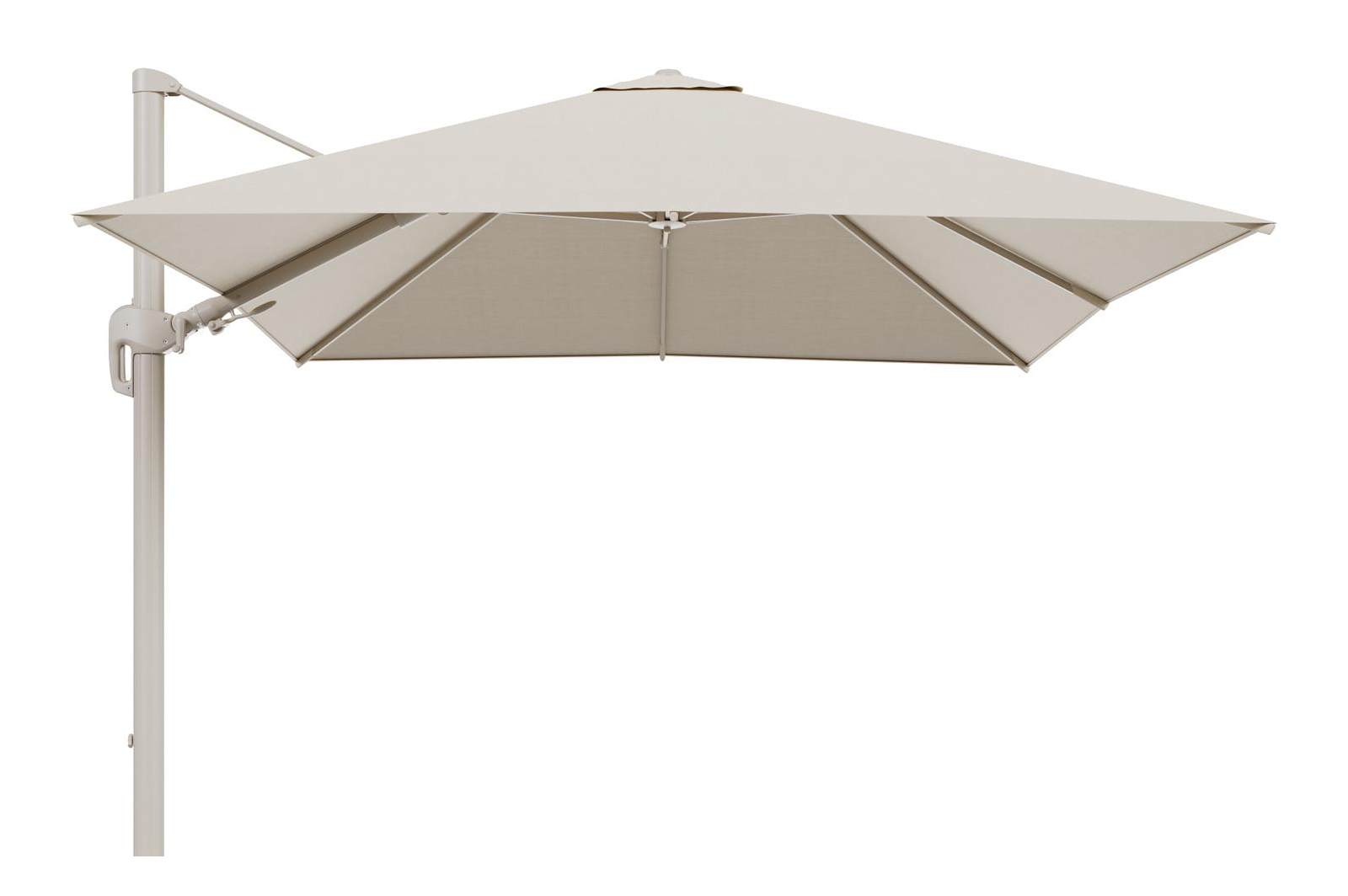 Rufina zweefparasol met tiltfunctie in beige aluminium met beige all weather sunbrella® premium parasoldoek - L1 300 x L2 300 cm (zonder voet)