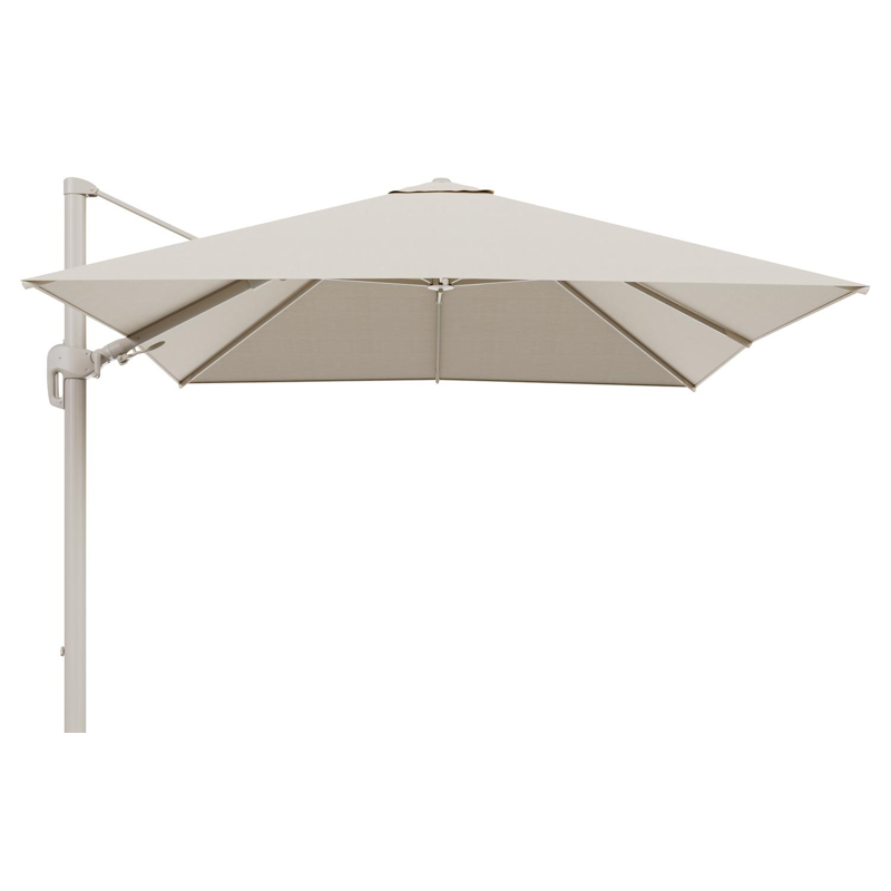 Rufina zweefparasol met tiltfunctie in beige aluminium met beige all weather sunbrella® premium parasoldoek - L1 300 x L2 300 cm (zonder voet)