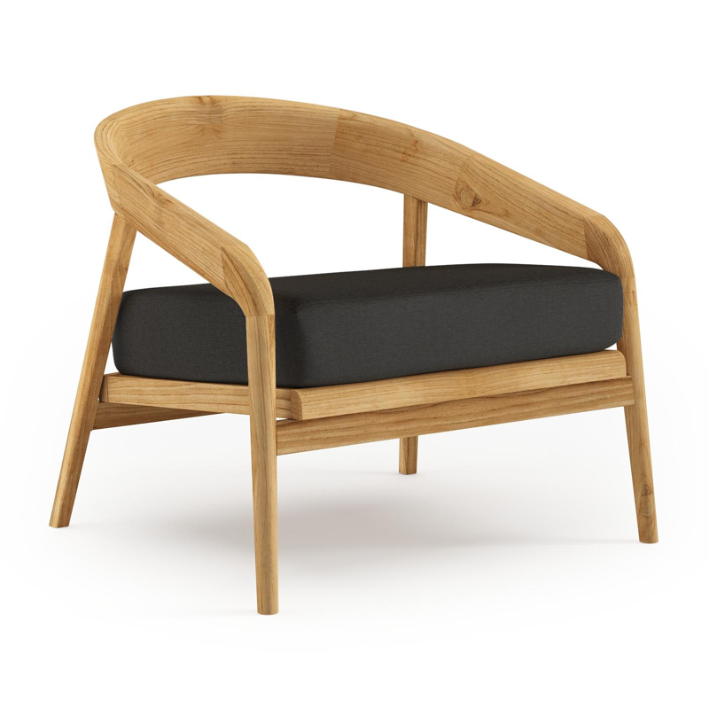 Lacrima loungestoel in teak met heritage char all weather Sunbrella® luxe kussen