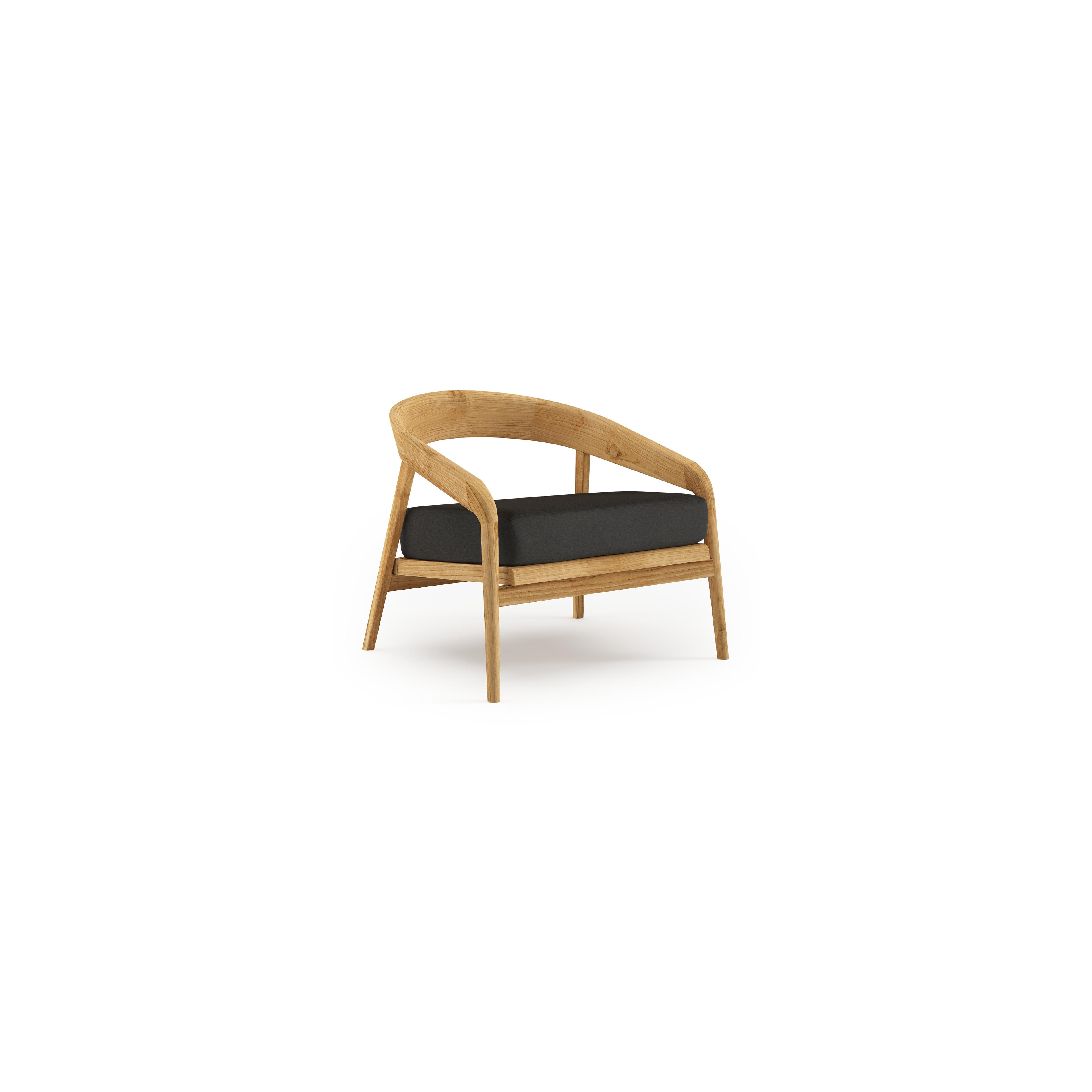Lacrima loungestoel in teak met heritage char all weather Sunbrella® luxe kussen