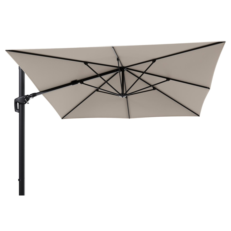 Minore zweefparasol tiltfunctie in zwart aluminium en parasoldoek in All Weather Sunbrella® Luxe Heritage Papyrus - L1 350 x L2: 350 cm (zonder voet) (zonder voet)