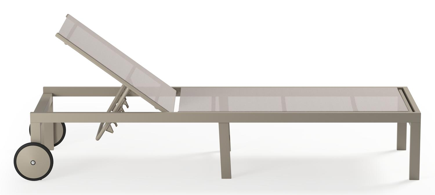 Chaise longue réglable Alba en aluminium beige et textilène simple beige