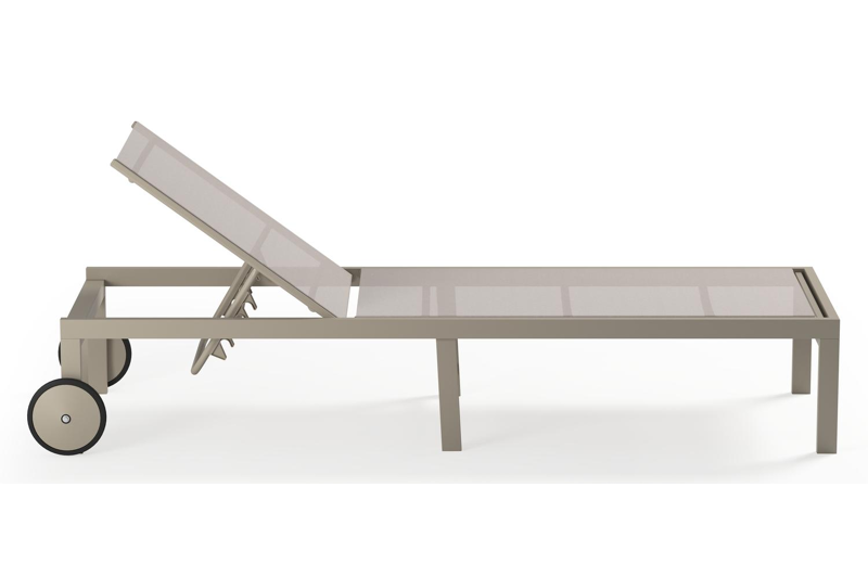 Alba verstelbaar ligbed in beige aluminium en beige single textileen