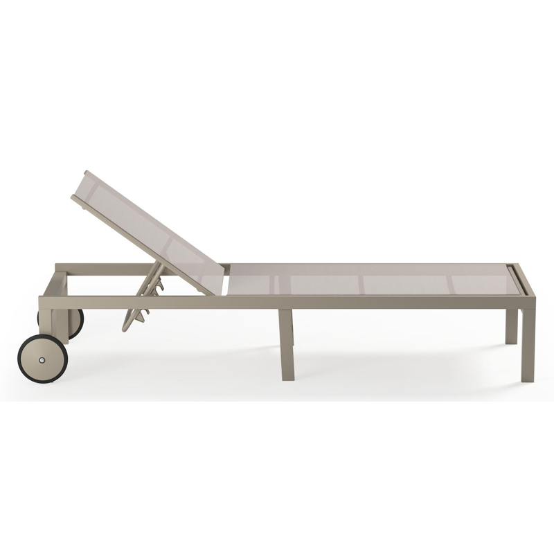 Alba verstelbaar ligbed in beige aluminium en beige single textileen