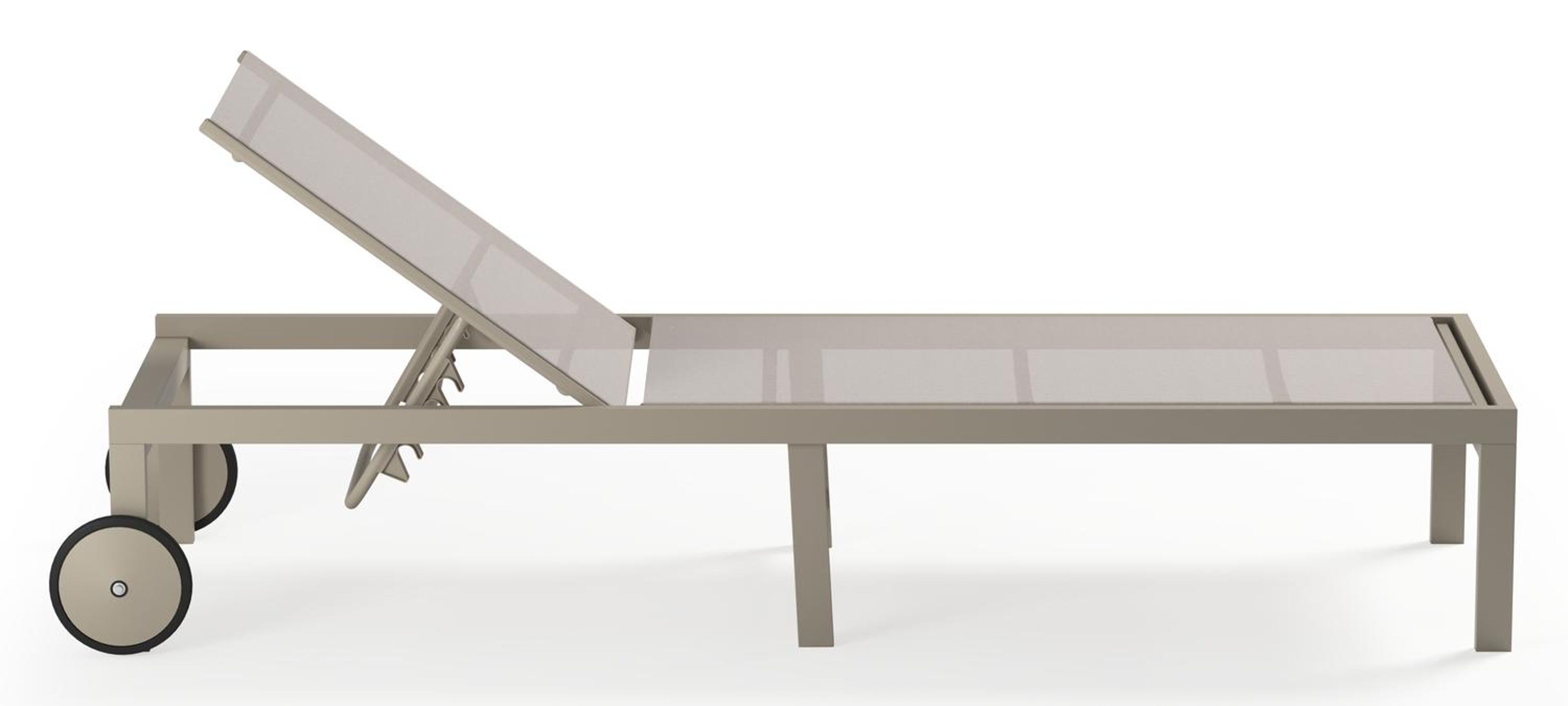 Chaise longue réglable Alba en aluminium beige et textilène simple beige