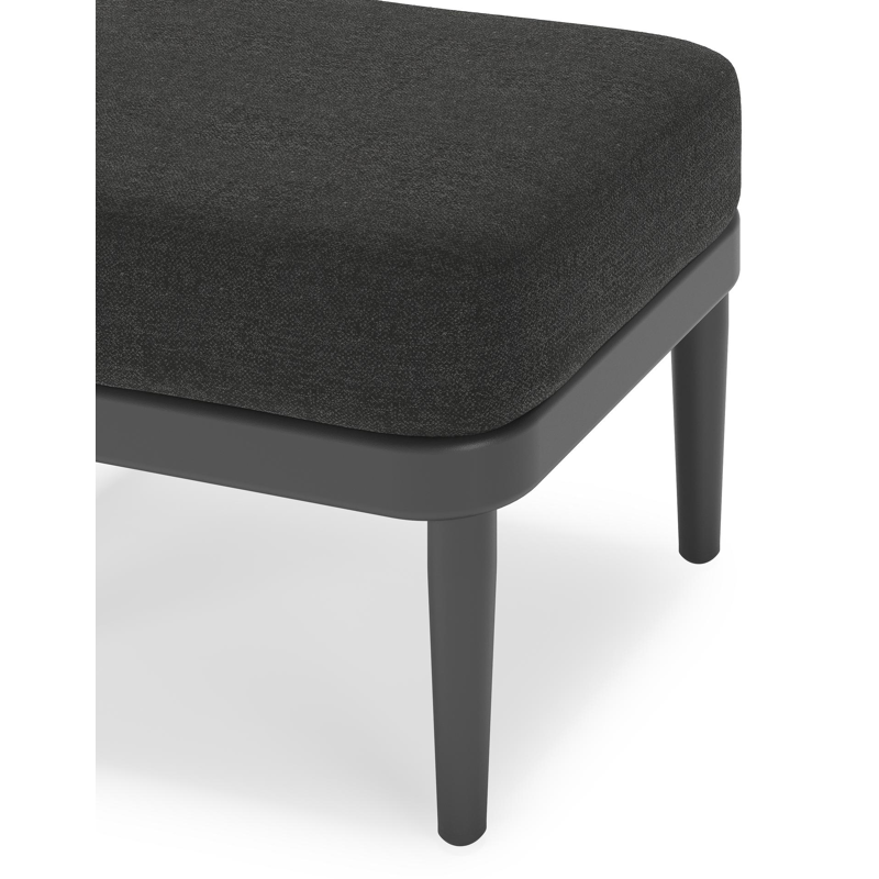 Pouf Orso en aluminium noir et coussins en all weather sunbrella® luxe Chartres Sooty