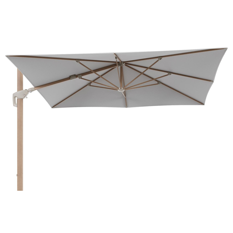 Parasol pendant Minore avec fonction tilt en aluminium aspect de bois et toile de parasol All Weather Solica Ego Birch - Lg.1 280 Lg.2 370 cm (sans pied de parasol)
